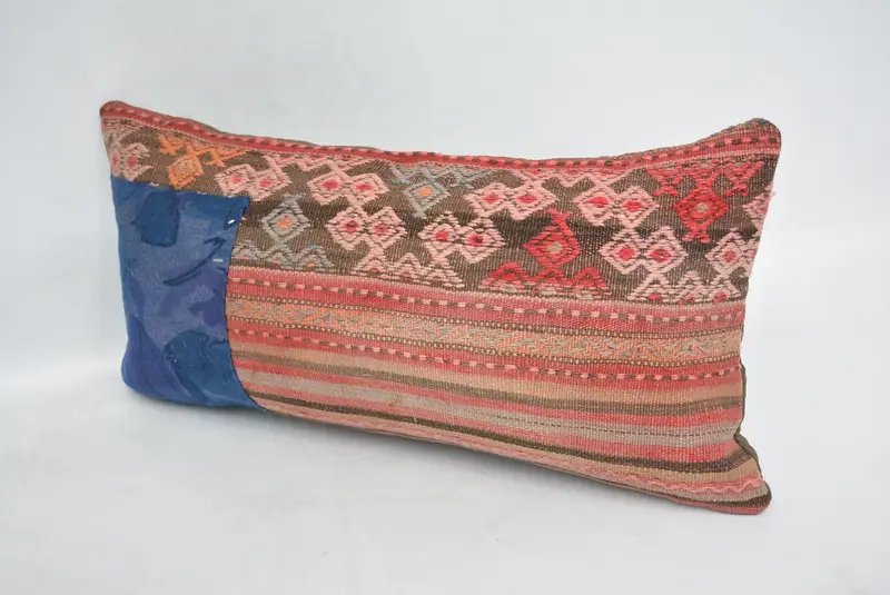 Pillow Sham, 12x24 Blue Cushion, Vintage Pillow Sham, Aesthetic Cushion, Handmade Kilim Cushion, Throw Kilim Pillow, Kilim Pillow - 4