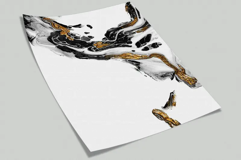 Black And Gold Marble, Alcohol Ink Wall Painting, Gold Marble Wall Mural, Abstract Marble Wall Mural, Shimmery Mural, - 8