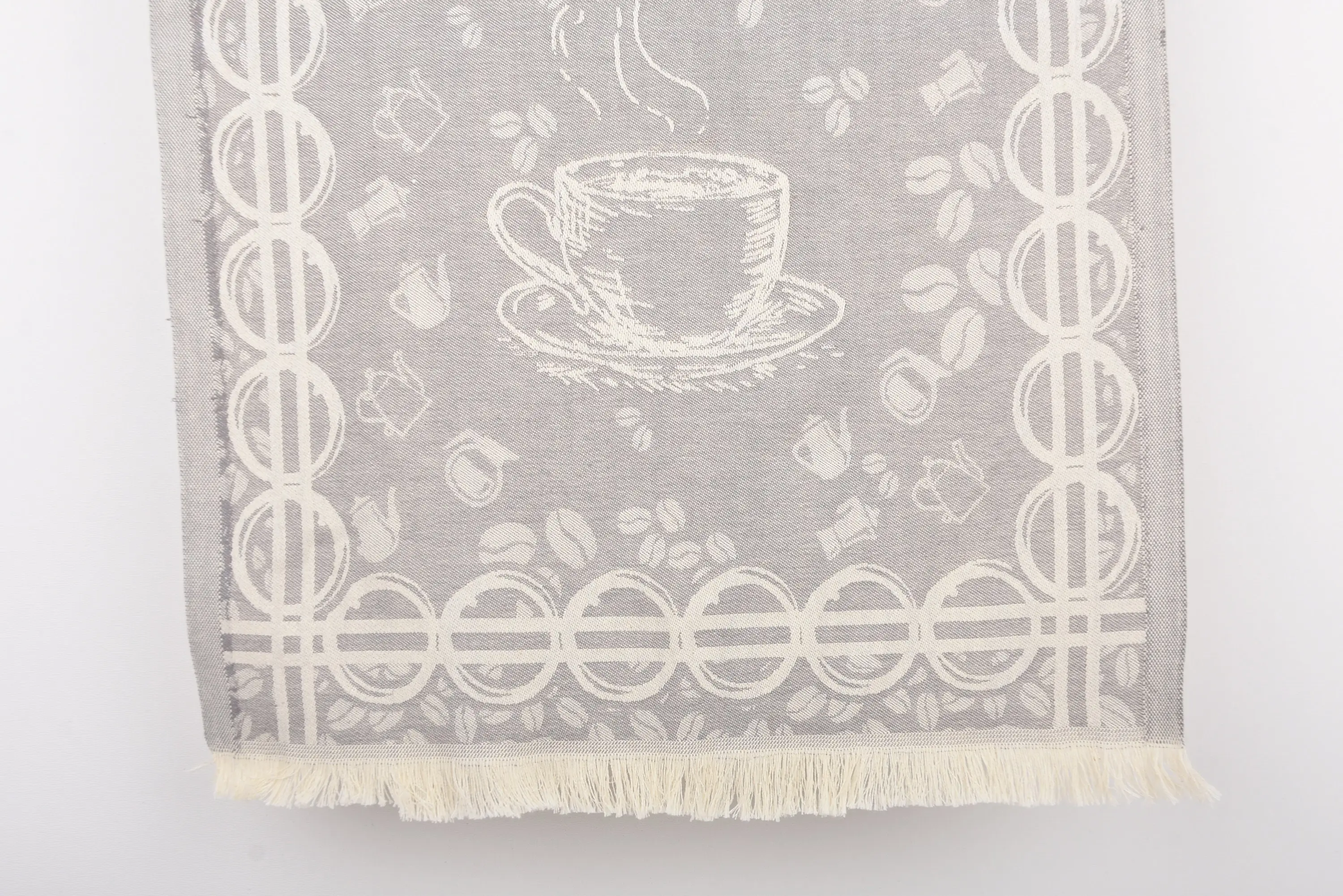 Personalized Light Gray Coffee Patterned Tea Towel, 20x28 Inches - 1