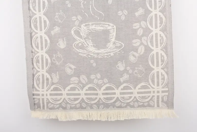Personalized Light Gray Coffee Patterned Tea Towel, 20x28 Inches