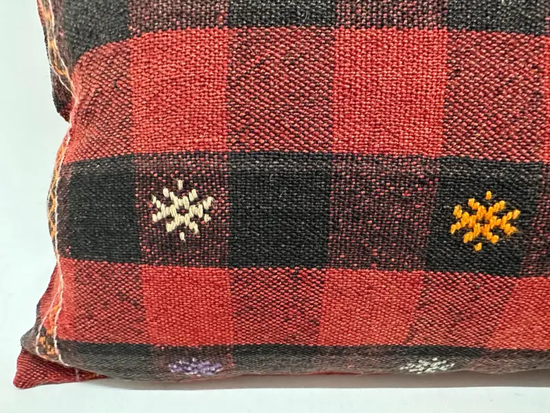 Pillow, Kilim Pillow Cover, Bench Cushion Case, Turkish Kilim Pillow, 16x48 Red Cushion, Vintage Kilim Throw Pillow, Handwoven Pillow Sham - 2
