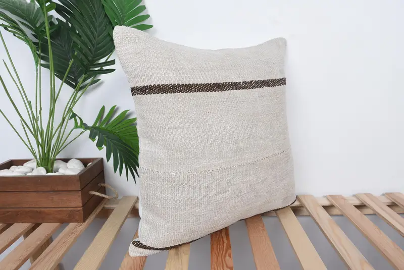 Cushion Cover, Gift Pillow, Patio Cushion Cover, Pillow for Couch, Ikat Pillow Cover, 20x20 Beige Cushion, Boho Pillow Sham Cover - 4