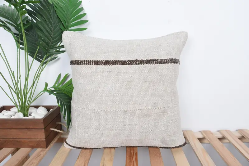 Cushion Cover, Gift Pillow, Patio Cushion Cover, Pillow for Couch, Ikat Pillow Cover, 20x20 Beige Cushion, Boho Pillow Sham Cover - 1