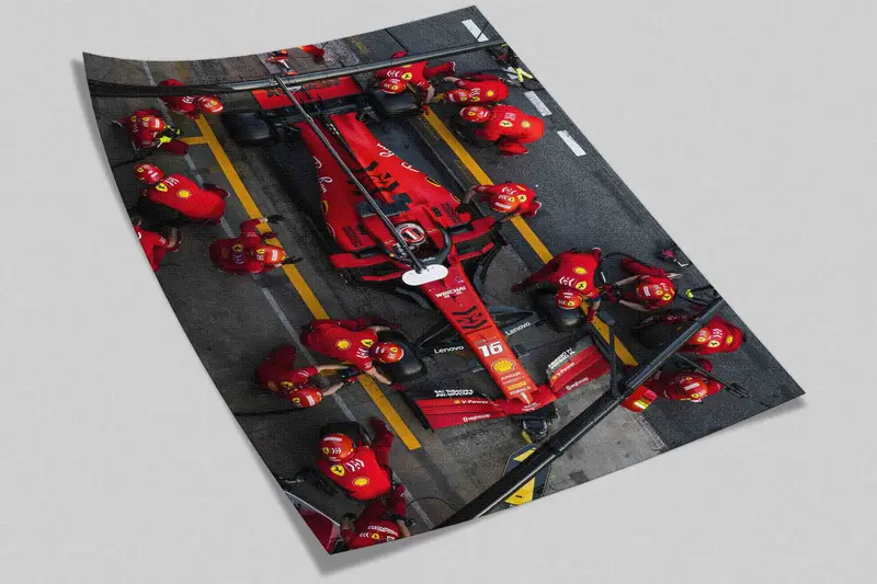 Formula One Pit Stop Digital Paper, Garage Wall Art ,Racing Car Wall Art, Ferrari Formula 1 Wall Art, 3D Wallpaper, Charles Leclerc Wall Art - 4
