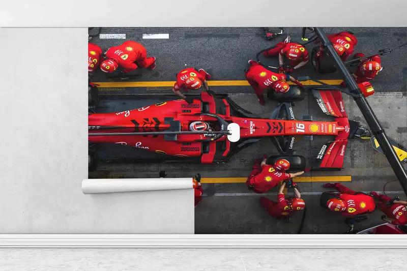 Formula One Pit Stop Digital Paper, Garage Wall Art ,Racing Car Wall Art, Ferrari Formula 1 Wall Art, 3D Wallpaper, Charles Leclerc Wall Art - 7