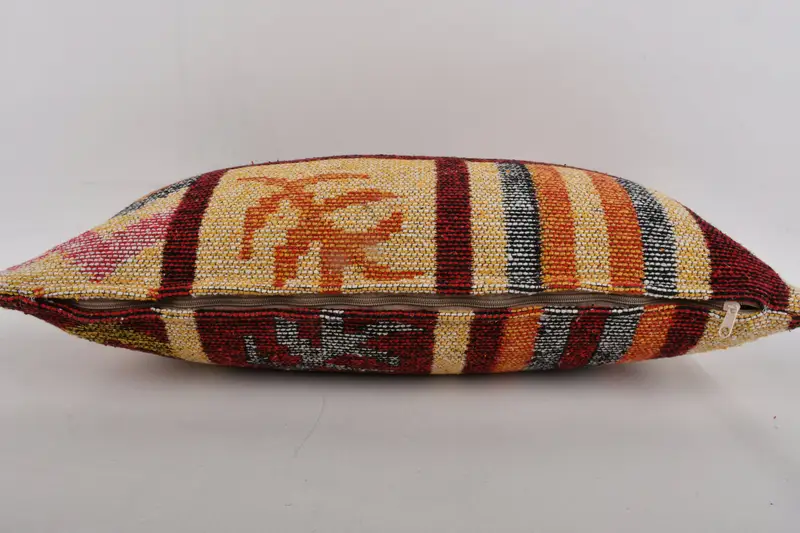 Bolster Throw Pillow Case, 12x24 Yellow Pillow Cover, Antique Pillows, Vintage Kilim Pillow, Interior Designer Pillow, Pillow Sham - 5