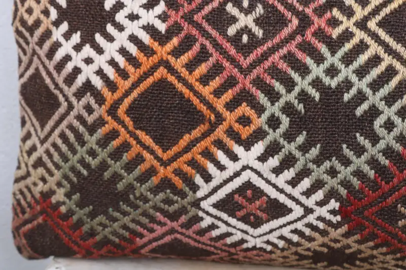 Kilim Cushion Sham, Yoga Pillow Sham, Living Room Throw Cushion Cover, Antique Pillows, Pillow Sham, 16x36 Red Pillow, Vintage Kilim Pillow - 3