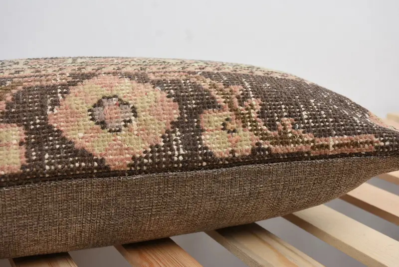 Antique Pillows, Accent Cushion, Boho Throw Pillow, 12x24 Brown Cushion, Retro Throw Pillow Cover, Pillow, Kilim Pillow, Throw Kilim Pillow - 7