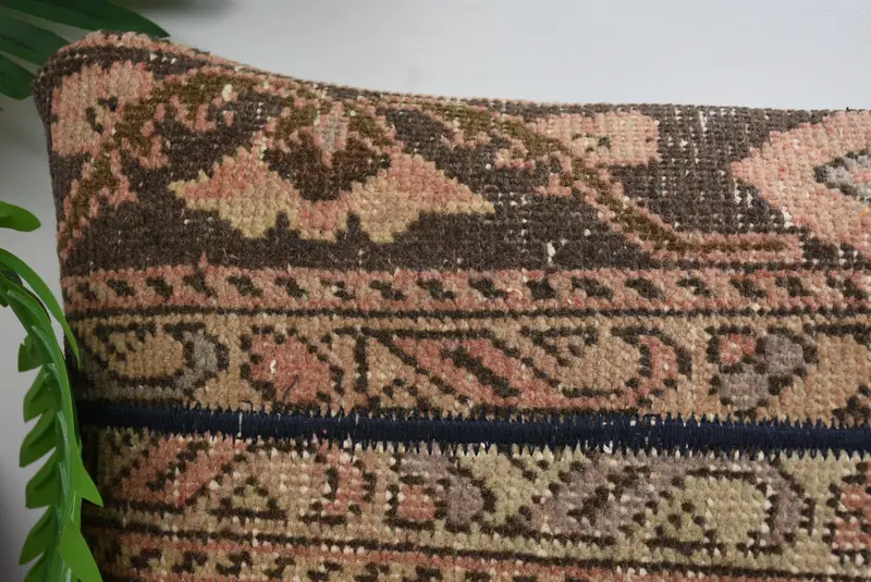 Antique Pillows, Accent Cushion, Boho Throw Pillow, 12x24 Brown Cushion, Retro Throw Pillow Cover, Pillow, Kilim Pillow, Throw Kilim Pillow - 2