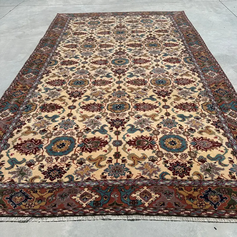 Vintage Oversize Rug 6.6x10.8 ft, Turkish Oushak Pink Wool Rug - 1
