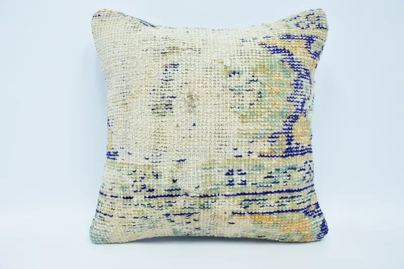 Home Decor Pillow, Interior Designer Pillow, Pillow Case, Crochet Pattern Pillow, Kilim Pillow Cover, 18x18 Yellow Cushion Cover - 1