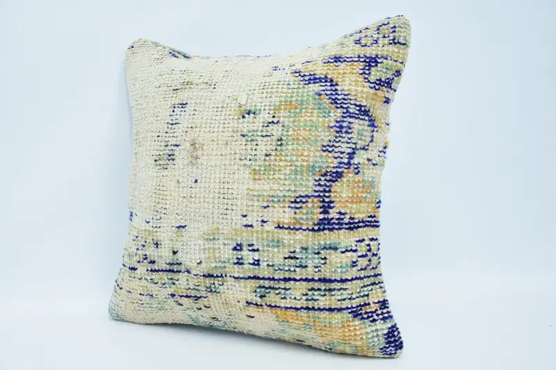 Home Decor Pillow, Interior Designer Pillow, Pillow Case, Crochet Pattern Pillow, Kilim Pillow Cover, 18x18 Yellow Cushion Cover - 4