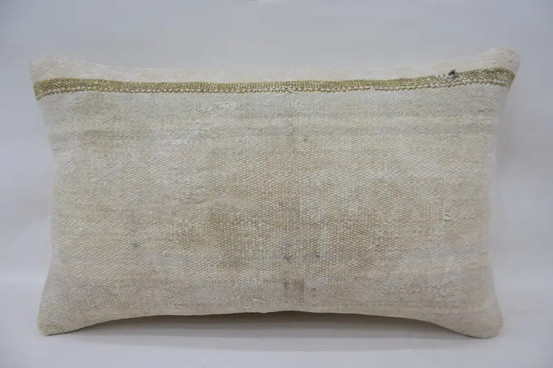 Pillow for Couch, Accent Cushion Case, 12x20 Beige Cushion Case, Kilim Rug Cushion, Vintage Pillow, Turkish Kilim Pillow, Pillow Case - 1