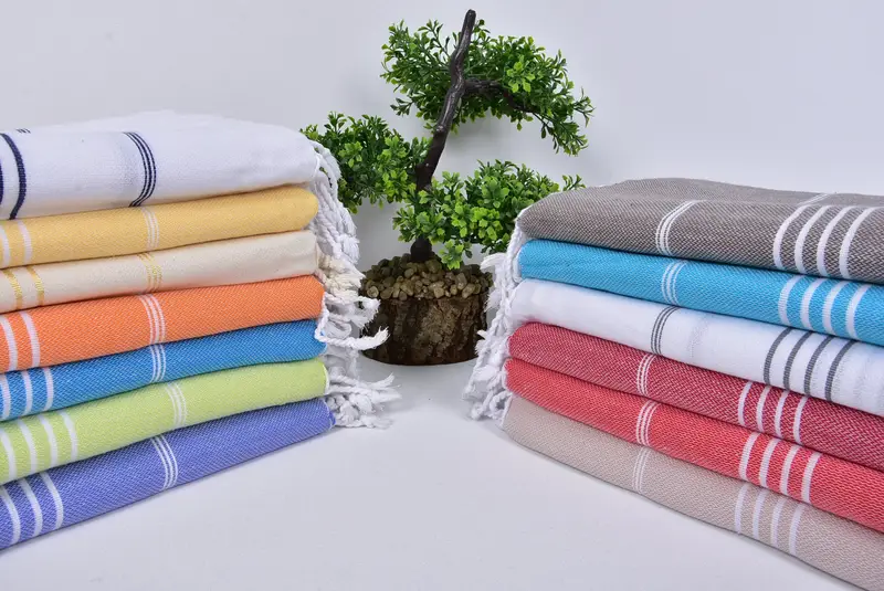 Bridal Shower Gift, Monogram Blanket, Organic Throw, Couch Blanket, Bachelorette Party Favors, Wedding Anniversary Gift, 96x80 Cotton Striped Towel - 3