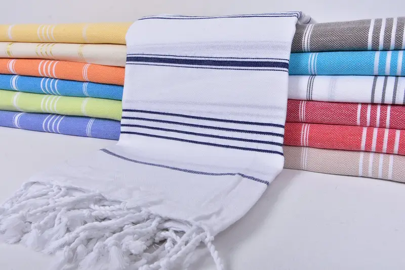 Bridal Shower Gift, Monogram Blanket, Organic Throw, Couch Blanket, Bachelorette Party Favors, Wedding Anniversary Gift, 96x80 Cotton Striped Towel - 2