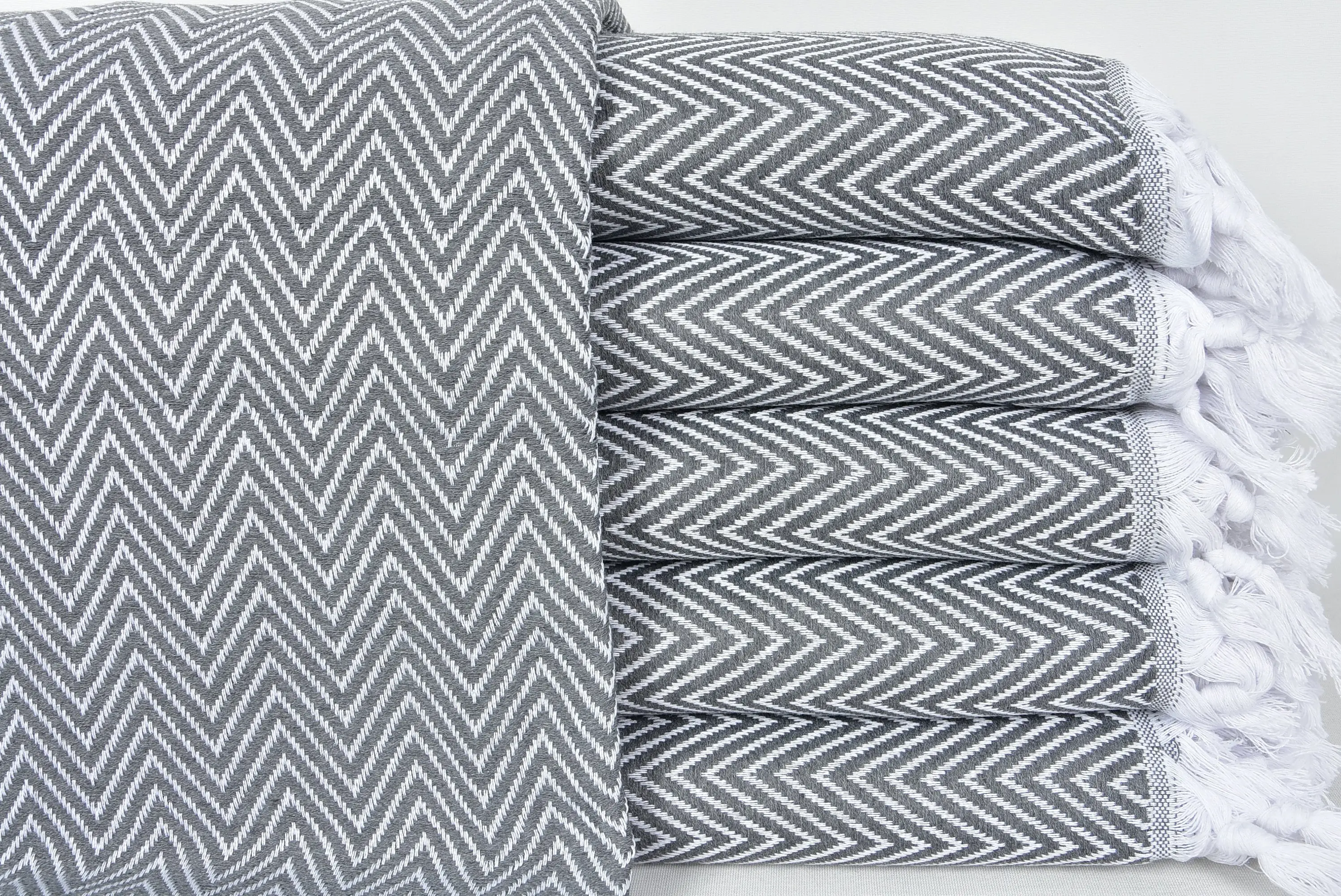 Dark Gray Organic Cotton Turkish Throw Blanket Bedroom, 79x89 Inches - 1
