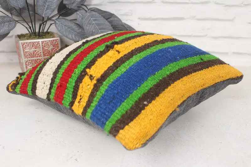 14x14 Green Cushion, Cushion Case, Pillow for Couch, Kilim Rug Cushion Cover, Bed Cushion Case, Handmade Kilim Cushion, Pillow for Sofa - 6