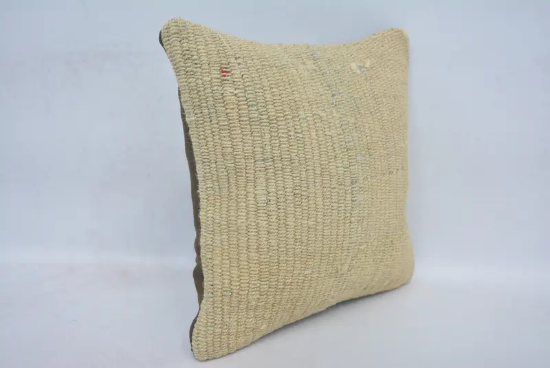 Pillow Cover, 12x12 Beige Pillow Sham, Pillow for Sofa, Kilim Pillow Cover, Sustainable Cushion Cover, Home Decor Pillow - 3