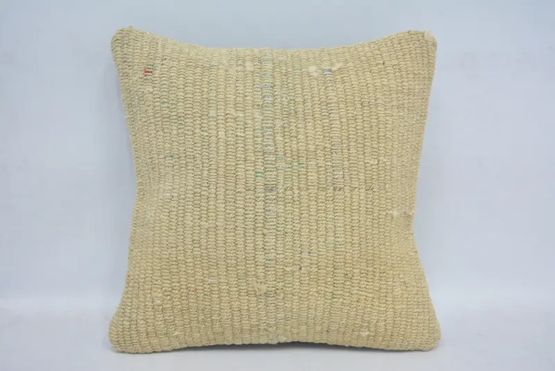 Pillow Cover, 12x12 Beige Pillow Sham, Pillow for Sofa, Kilim Pillow Cover, Sustainable Cushion Cover, Home Decor Pillow - 1