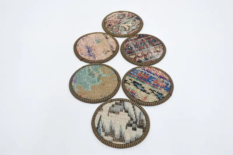 Mavi ve Yeşil Daire Bardak Altlıkları, Altılı Bardak Altlığı Seti