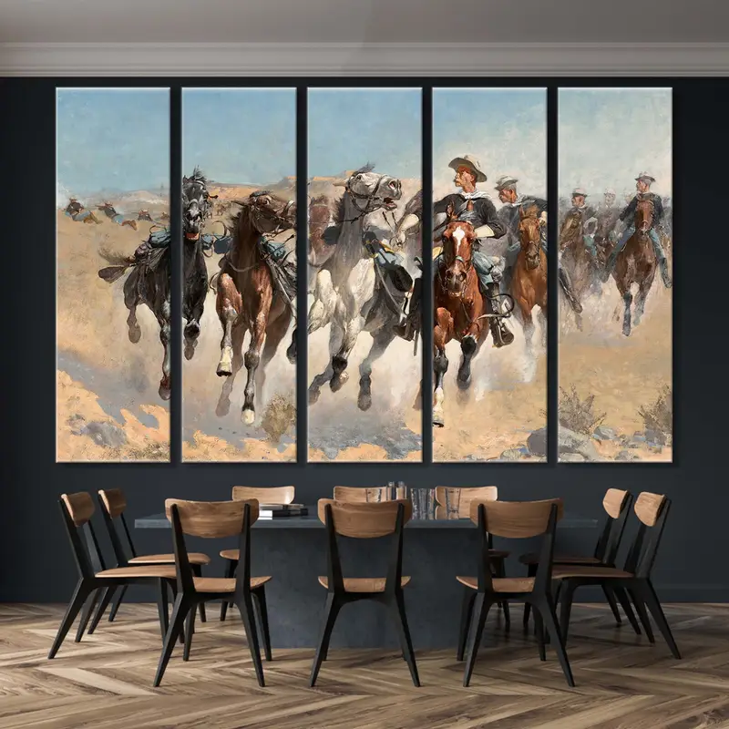 Frederic Remington Canvas, Horse Wall Art, Horse Canvas, Remington Wall Art, The Fourth Troopers Moving the Led Horses, Running Horses Print - 8