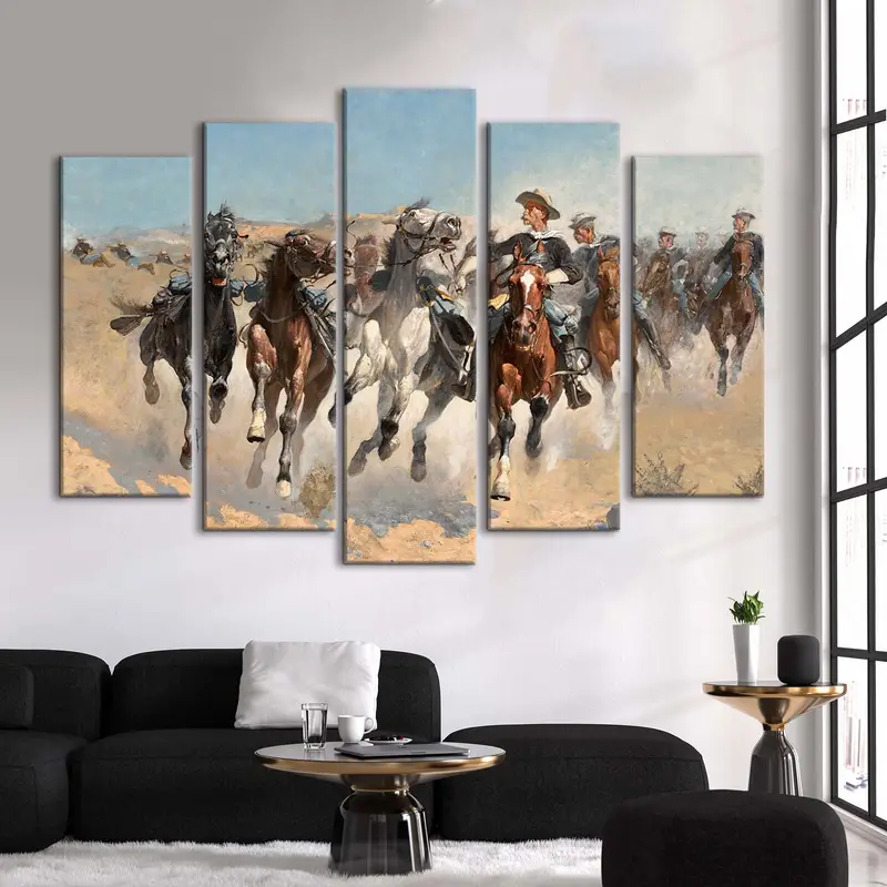 Frederic Remington Canvas, Horse Wall Art, Horse Canvas, Remington Wall Art, The Fourth Troopers Moving the Led Horses, Running Horses Print - 10