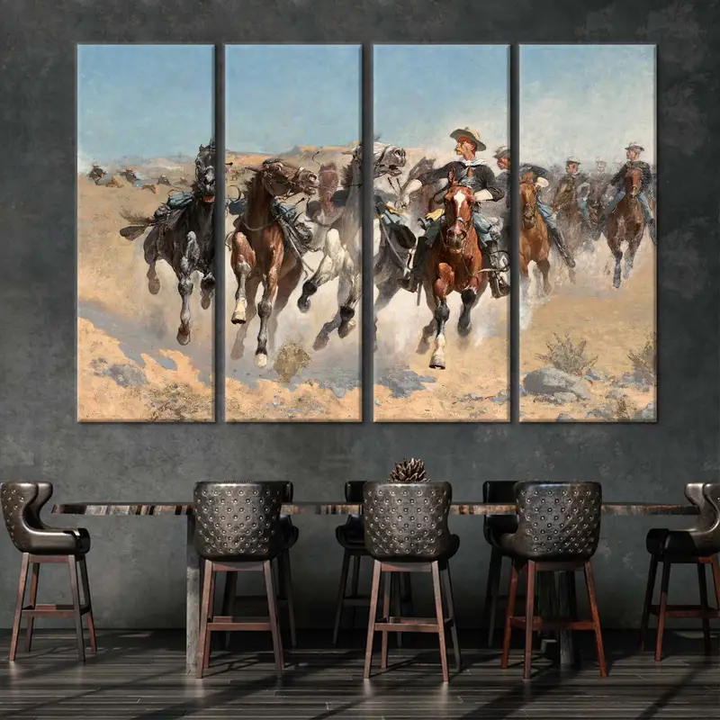 Frederic Remington Canvas, Horse Wall Art, Horse Canvas, Remington Wall Art, The Fourth Troopers Moving the Led Horses, Running Horses Print - 9