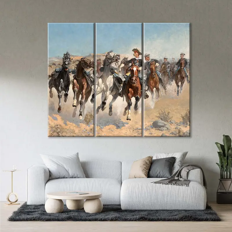 Frederic Remington Canvas, Horse Wall Art, Horse Canvas, Remington Wall Art, The Fourth Troopers Moving the Led Horses, Running Horses Print - 2