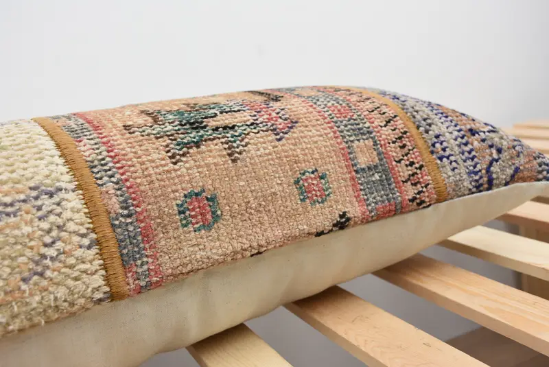 Vintage Kilim Pillow, Pillow Sham, Kilim Pillow Cover, Traditional Pillow Cover, Vintage Pillow, Vintage Throw Cushion Cover, 12x43 Beige Cushion - 7