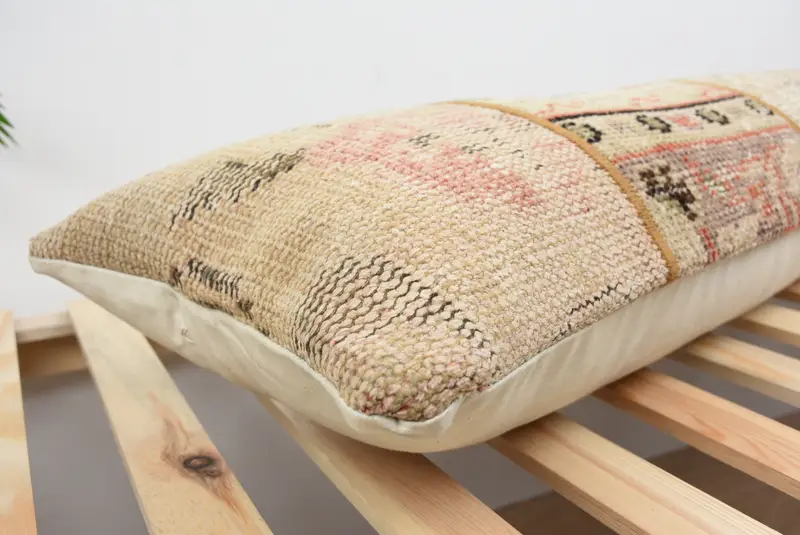 Vintage Kilim Pillow, Pillow Sham, Kilim Pillow Cover, Traditional Pillow Cover, Vintage Pillow, Vintage Throw Cushion Cover, 12x43 Beige Cushion - 6