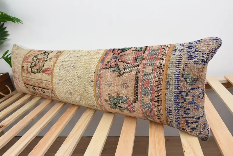 Vintage Kilim Pillow, Pillow Sham, Kilim Pillow Cover, Traditional Pillow Cover, Vintage Pillow, Vintage Throw Cushion Cover, 12x43 Beige Cushion - 5