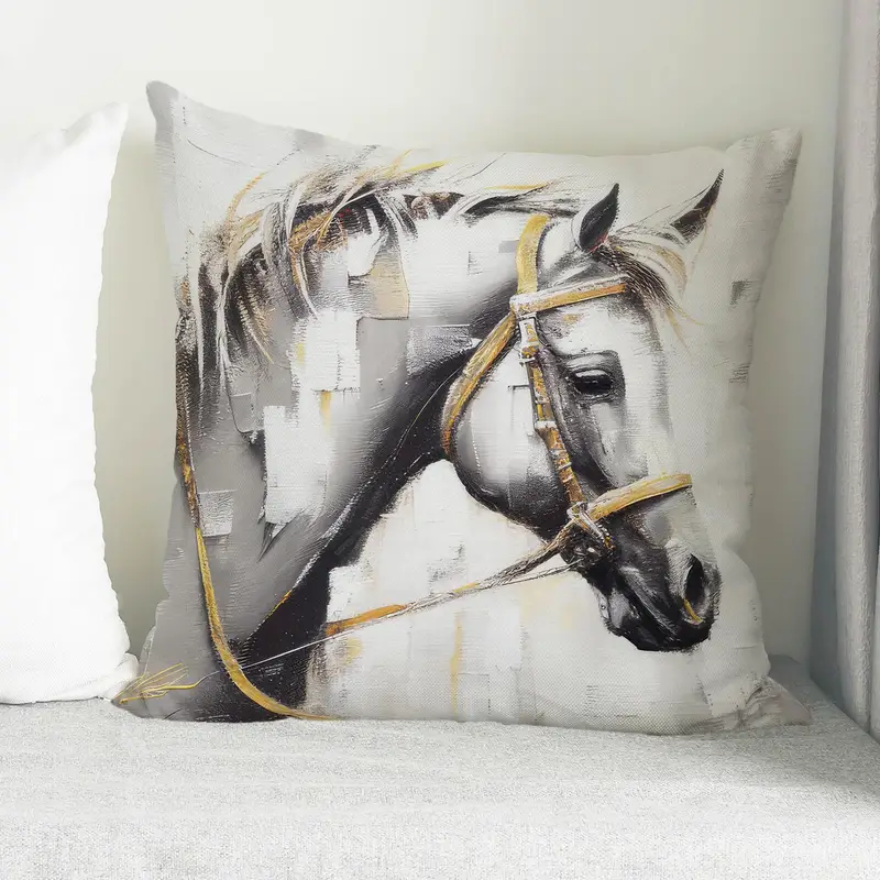 Horse-Themed Modern Abstract Luxury Printed Pillow for Horse Lovers