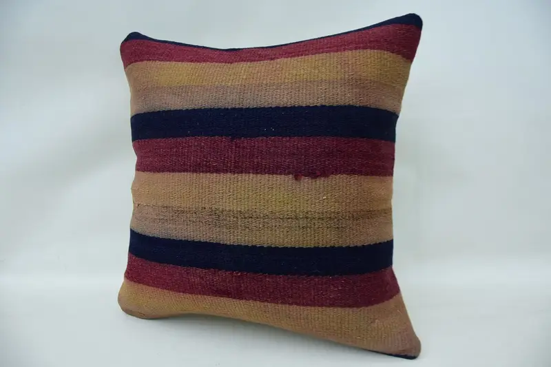 16x16 Blue Cushion Case, Kilim Pillow, Decorative Cushion, Throw Kilim Pillow, Traditional Cushion Case, Ethnical Kilim Rug Pillow, Pillow Case - 3