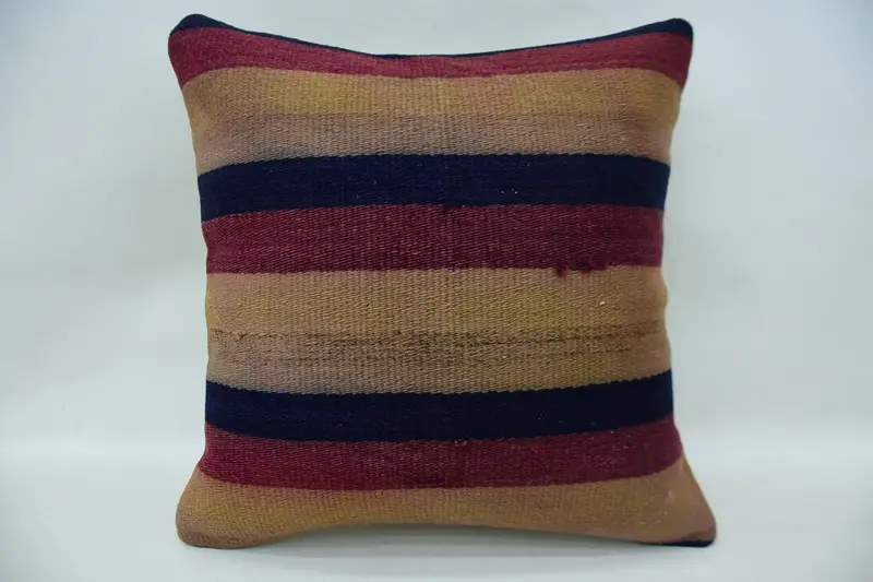 16x16 Blue Cushion Case, Kilim Pillow, Decorative Cushion, Throw Kilim Pillow, Traditional Cushion Case, Ethnical Kilim Rug Pillow, Pillow Case - 1