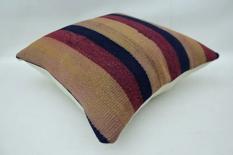 16x16 Blue Cushion Case, Kilim Pillow, Decorative Cushion, Throw Kilim Pillow, Traditional Cushion Case, Ethnical Kilim Rug Pillow, Pillow Case - 6