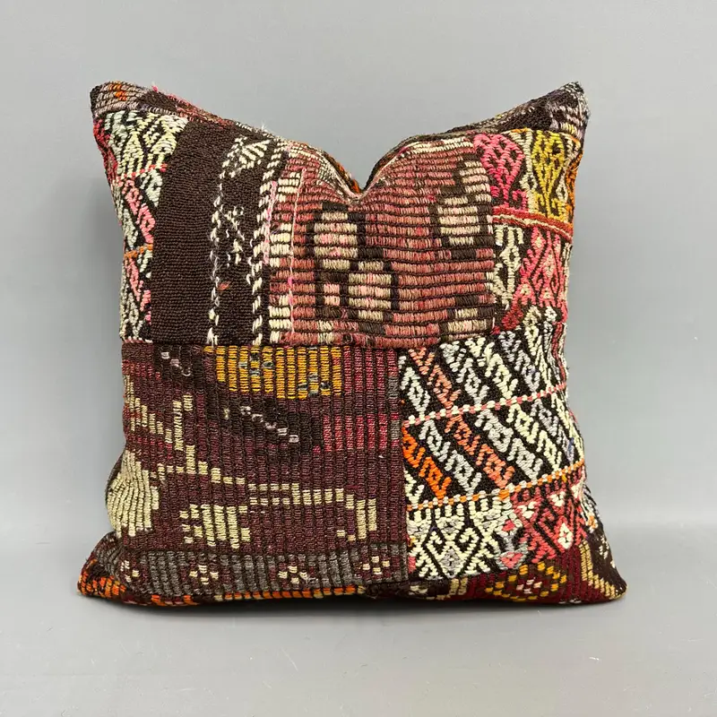 Handgewebtes Kelim-Wurfkissen, Vintage-Ethno-Boho-Kissen