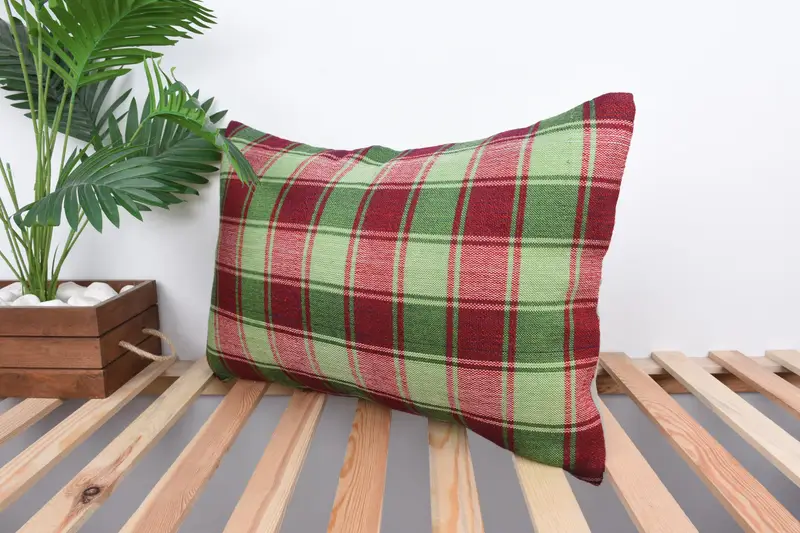 Vintage Pillow, Colorful Cushion, Car Pillow Cover, Handmade Kilim Cushion, 16x24 Red Cushion Case, Pillow for Sofa, Pillow Cover, Meditation Pillow - 5