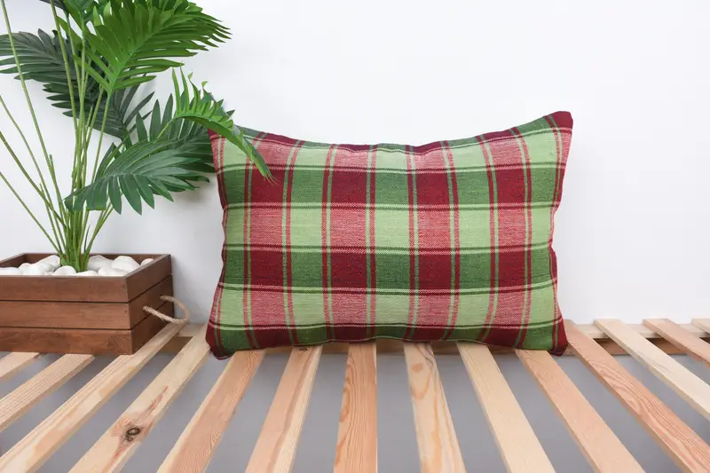Vintage Pillow, Colorful Cushion, Car Pillow Cover, Handmade Kilim Cushion, 16x24 Red Cushion Case, Pillow for Sofa, Pillow Cover, Meditation Pillow - 1