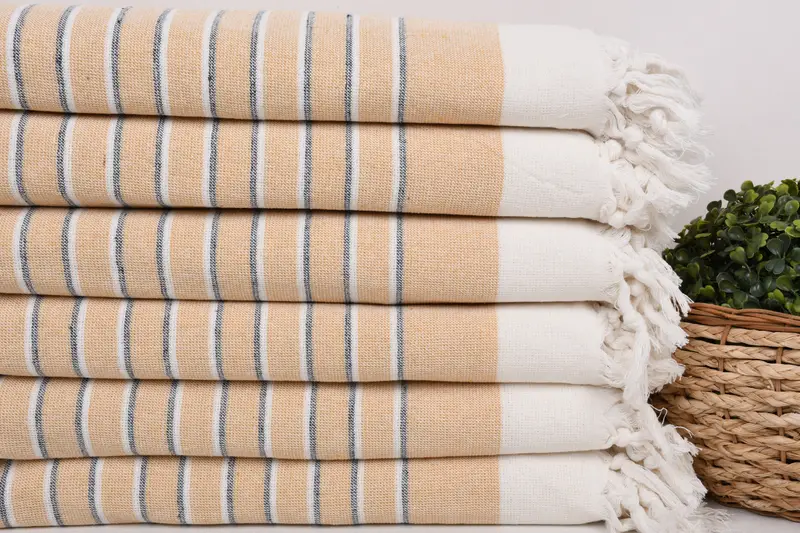 Bachelorette Party Gift, Sand-Resistant Peshtemal, Guest Towel, Beach Towel Gift, Christmas Favors, 68x40 Cotton Striped Terry Towel, Handmade Gift - 2