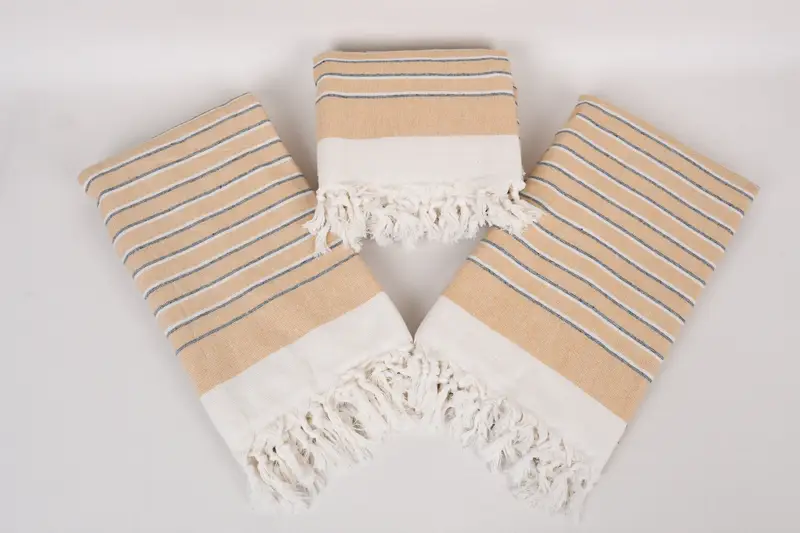 Bachelorette Party Gift, Sand-Resistant Peshtemal, Guest Towel, Beach Towel Gift, Christmas Favors, 68x40 Cotton Striped Terry Towel, Handmade Gift - 6