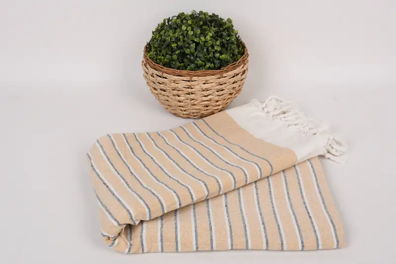 Bachelorette Party Gift, Sand-Resistant Peshtemal, Guest Towel, Beach Towel Gift, Christmas Favors, 68x40 Cotton Striped Terry Towel, Handmade Gift - 4