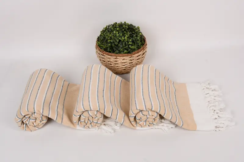 Bachelorette Party Gift, Sand-Resistant Peshtemal, Guest Towel, Beach Towel Gift, Christmas Favors, 68x40 Cotton Striped Terry Towel, Handmade Gift - 8