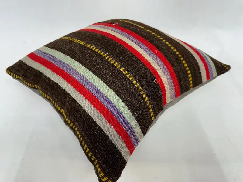 18x18 Brown Cushion Case, Cushion, Pillow for Couch, Gift Pillow, Living Room Throw Pillow Sham, Vintage Kilim Throw Pillow, Toss Cushion Case - 6