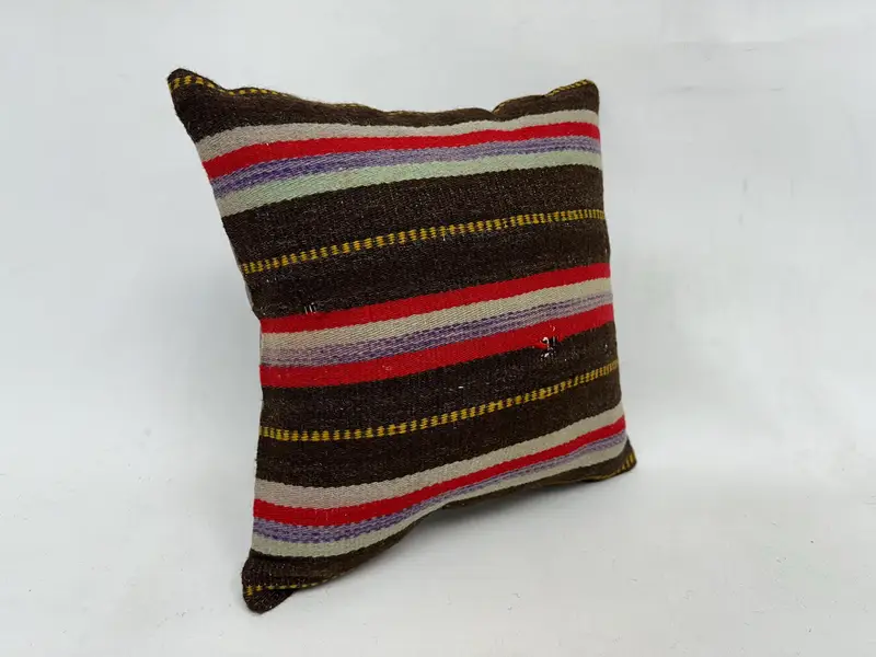 18x18 Brown Cushion Case, Cushion, Pillow for Couch, Gift Pillow, Living Room Throw Pillow Sham, Vintage Kilim Throw Pillow, Toss Cushion Case - 3