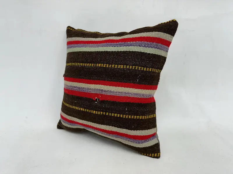 18x18 Brown Cushion Case, Cushion, Pillow for Couch, Gift Pillow, Living Room Throw Pillow Sham, Vintage Kilim Throw Pillow, Toss Cushion Case - 4