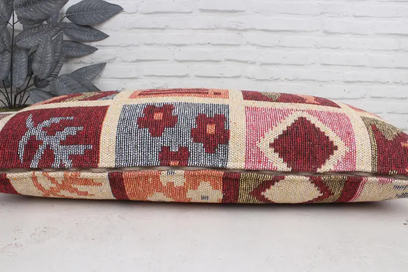 Vintage Kilim Pillow, 16x36 Beige Cushion, Pillow Case, Cotton Pillow Case, Turkish Pillow, Vintage Pillow, Decorative Pillow Cover - 5