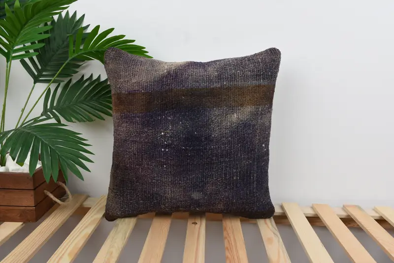 Gift Pillow, Pillow, Antique Pillows, Handwoven Cushion Cover, 18x18 Purple Pillow, Decorative Pillow Cover, Throw Kilim Pillow, Shabby Chic Cushion - 1