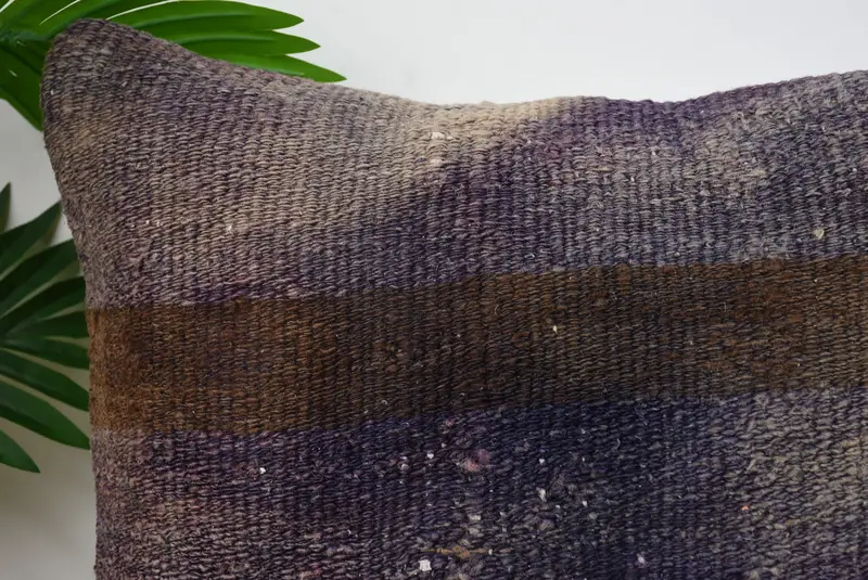 Gift Pillow, Pillow, Antique Pillows, Handwoven Cushion Cover, 18x18 Purple Pillow, Decorative Pillow Cover, Throw Kilim Pillow, Shabby Chic Cushion - 2