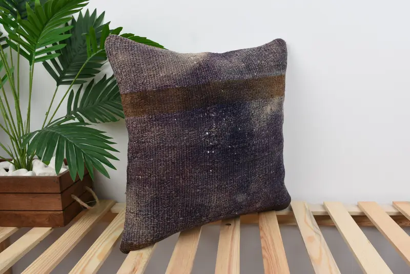 Gift Pillow, Pillow, Antique Pillows, Handwoven Cushion Cover, 18x18 Purple Pillow, Decorative Pillow Cover, Throw Kilim Pillow, Shabby Chic Cushion - 4