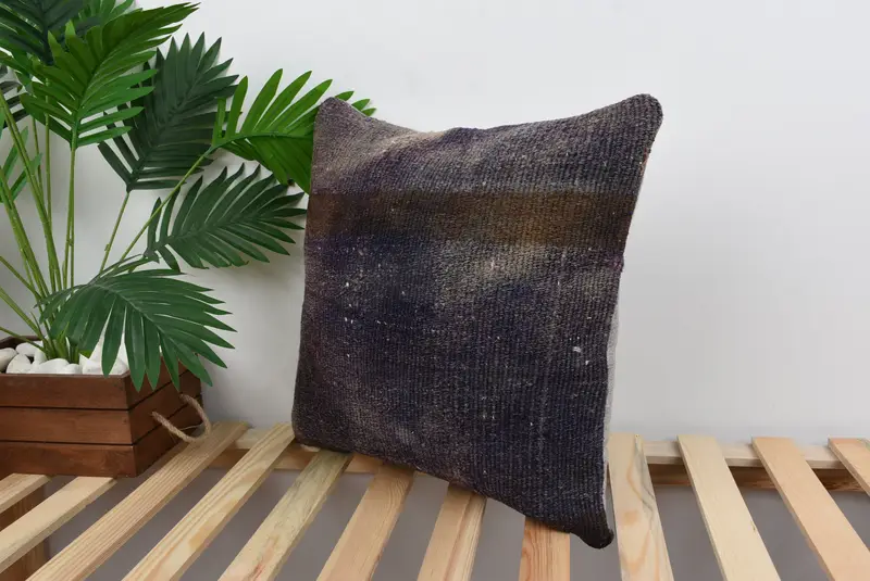 Gift Pillow, Pillow, Antique Pillows, Handwoven Cushion Cover, 18x18 Purple Pillow, Decorative Pillow Cover, Throw Kilim Pillow, Shabby Chic Cushion - 5